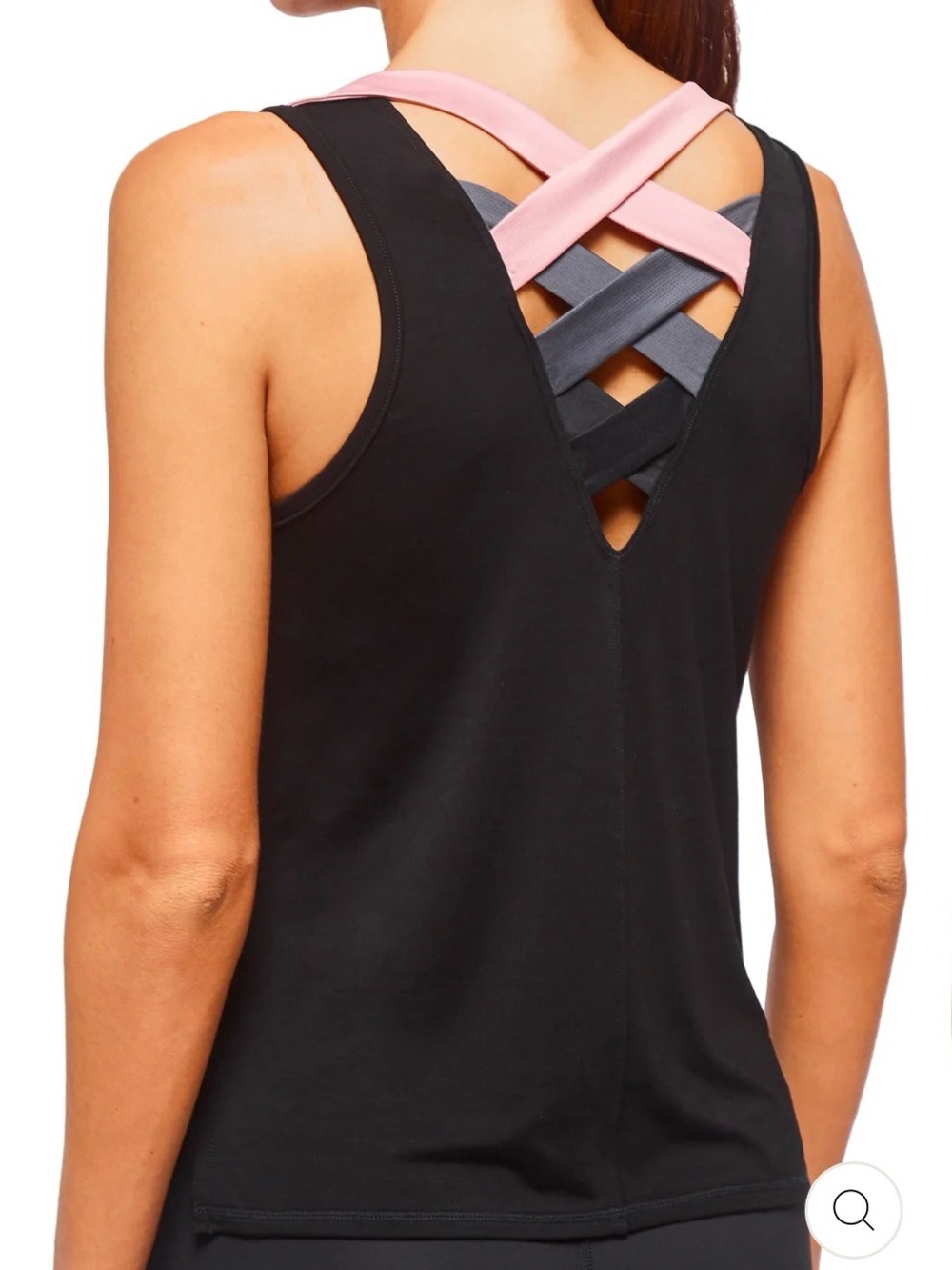 Urban Savage NWT Women’s Black Tank Top with Pink & Gray Crisscross Straps